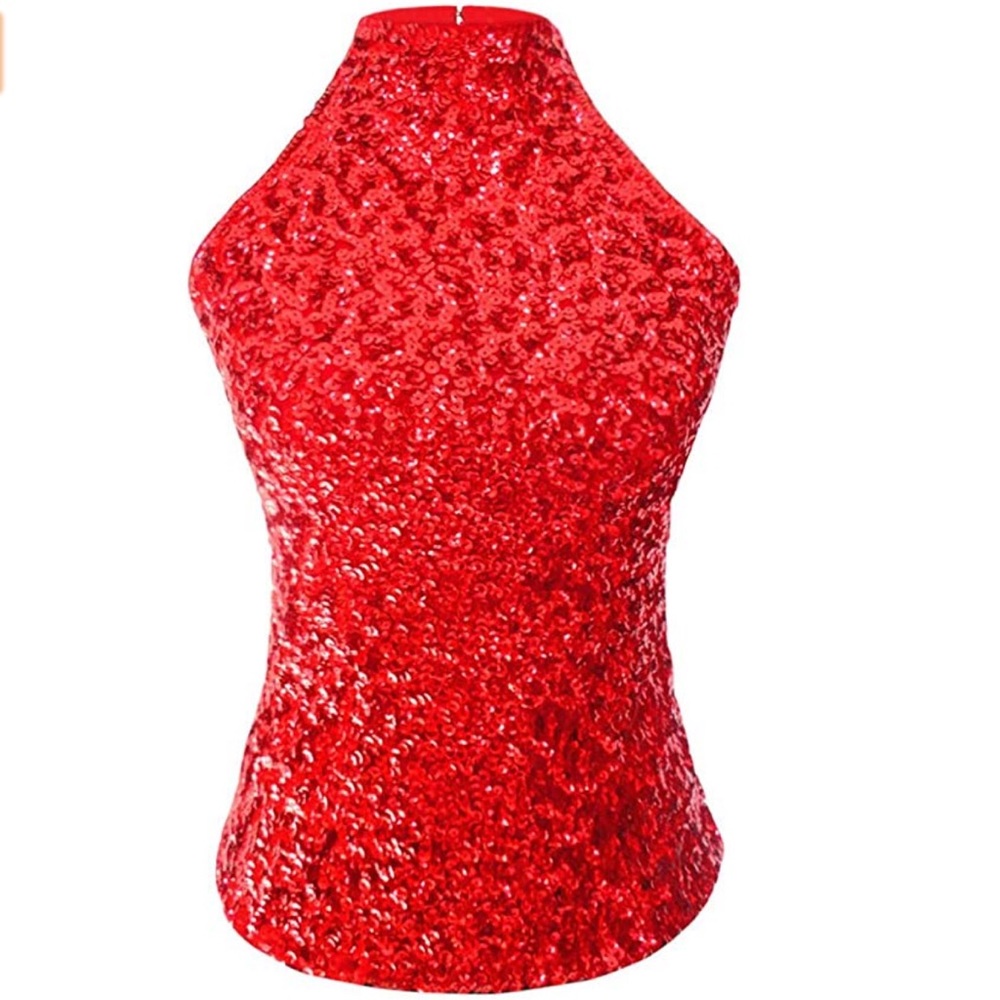 NWT * Red Sequin Halter Tank Top
